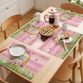 thumbnail image 5 of Pink Happy Easter Placemats Set of 8 Spring Easter Eggs Floral Wooden Place Mats Indoor Wipeable Table Mats Washable Cloth Dining Table Placemats for Kitchen Holiday Party Home Decor 13x19 Inch, 5 of 9