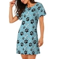 thumbnail image 2 of Fotbe Cute Dog Footprints Bata de Dormir para Mujer con Estampado, Camisón de Algodón de Manga Corta, Ropa de Dormir Casual, 2 of 6