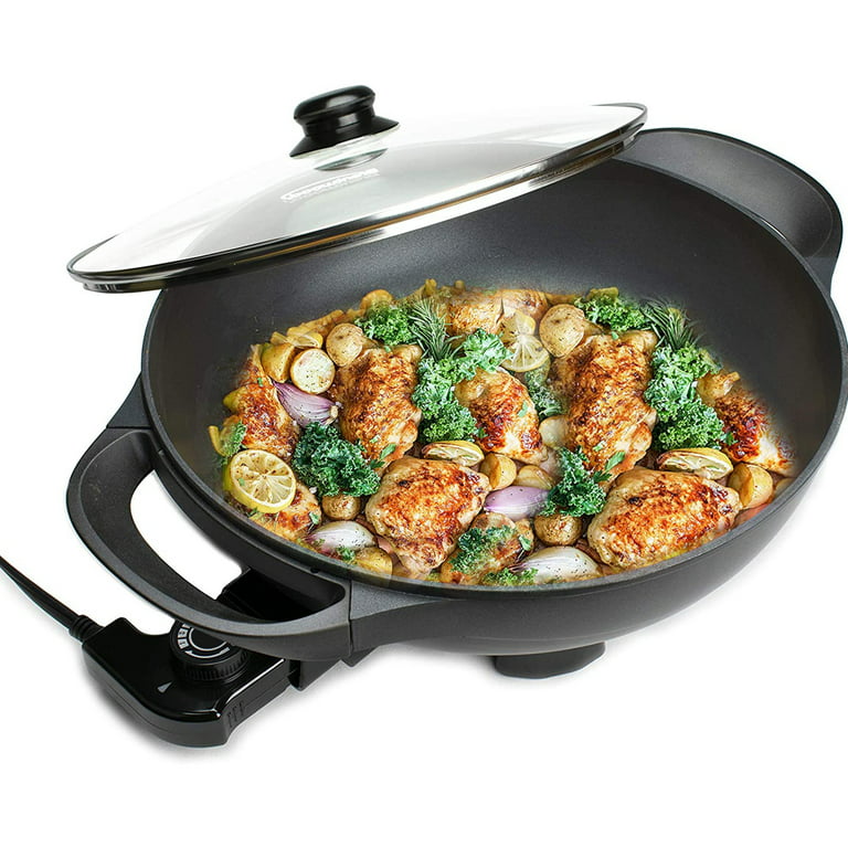 Nonstick Electric Skillet - with Vented Glass Lid (13-In, 6Qt