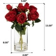 thumbnail image 7 of ENOVA FLORAL 9 Heads Silk Rose Artificial Flowers in Vase,Faux Rose Flowers Arrangement in Vase with Faux Water for Table Decor Centerpieces (Red), 7 of 7