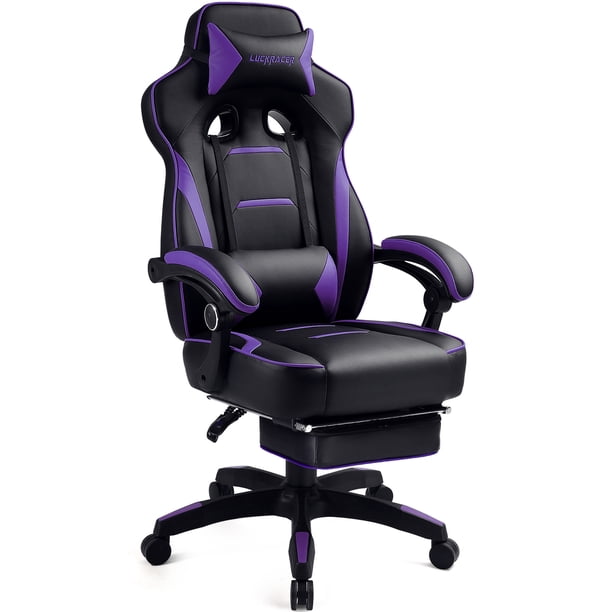 Luckracer Gaming Chair In Home With Footrest Pu Office Pc Chair Purple Walmart Com Walmart Com