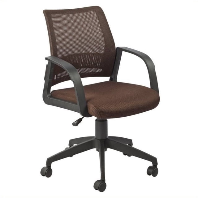 Bowery Hill Chaise de Bureau Dossier en Maille Finition Brun Foncé