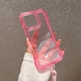 thumbnail image 2 of Dteck Clear Case for iPhone 16,Shockproof TPU+PC 3-Layer Military Grade Protection Case Anti-Yellowing Back with Wrist Strap for iPhone 16,Pink, 2 of 6