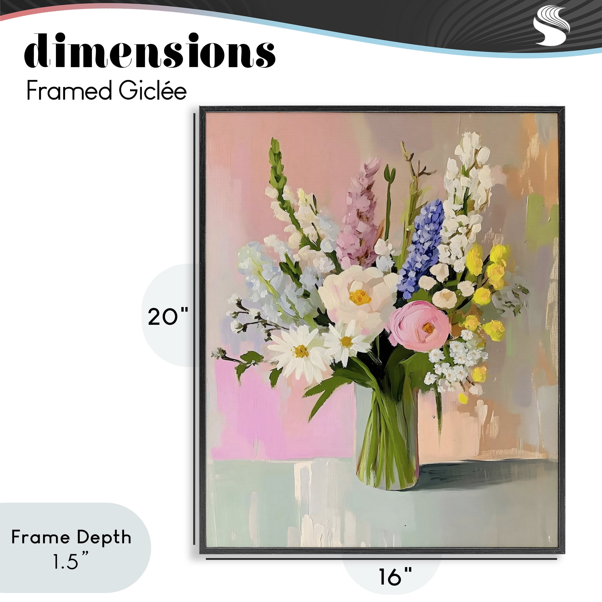 Stupell Industries Glass Vase with Spring Blooms Black Framed Giclee Art, design by The Prints Vibe