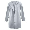 thumbnail image 4 of jtjvou Casual Single Breasted Hooded Jacket Women lightweight Flannel Long Fall Jackets Dressy Trench Coat Gray XXXXXL, 4 of 6