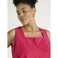 thumbnail image 4 of Time and Tru Women's and Women's Plus Eyelet Leaf Pattern Cotton Tank Top, XS-4X, 4 of 5