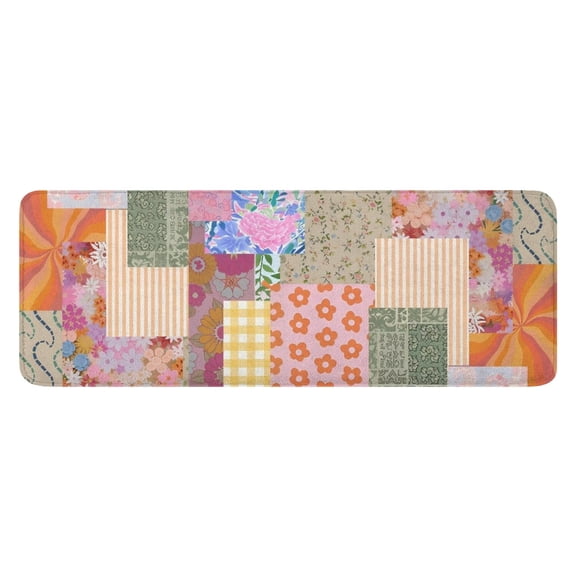 Pioneer Flower Floral Print Pattern Kitchen Rug Mat,Kitchen Runner Rugs Non Skid Washable,Decorative Kitchen Floor Mats for Kitchen,Sink,Laundry,17"x47.2"
