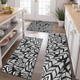 thumbnail image 2 of Black Boho Tribal Feathers Pattern Kitchen Rugs Sets Of 3,Kitchen Runner Rugs Non Skid Washable,Decorative Kitchen Floor Mats for Kitchen,Sink,Laundry,17"x30"+ 17"x47" + 17"x59", 2 of 6