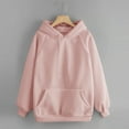 thumbnail image 2 of tklpehg Sweatshirt for Women Fall Comfy Loose Fit Pullover Tops Trendy Ladies Tops Graphic Hoodie Solid Color Long Sleeve Tops Casual Hooded Drawstring with Pocket Sweatshirt Pink S, 2 of 6