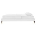 thumbnail image 4 of Platform Bed Frame, Twin Size, Velvet, White, Modern Contemporary Urban Design, Bedroom Master Guest Suite, 4 of 6