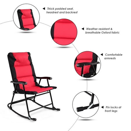 3pcs Outdoor Folding Rocking Chair, Outdoor Fold Up Furniture