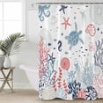 thumbnail image 4 of Shower Curtain, Summer Ocean Coral Turtle Conch Waterproof Shower Curtain Set with Hooks for Bathroom Showers,Stalls and Bathtubs,72x72In Nautical Gradient Animal, 4 of 9