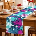 thumbnail image 5 of Blue Red USA Flag Table Runner 70 Inches, Abstract Green Oil Paint 4th of July Bed Runner Dresser Scarves Tabletop for Indoor Outdoor Parties/Ceremony/Banquet, 13" x 70", 5 of 9