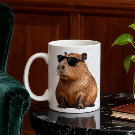 pybara Wearing Sungles Ceramic Coffee Mug pybara Mug Animal Lovers Coffee pybara Funny Coffee Mug rtoon pybara Coffee Cup.