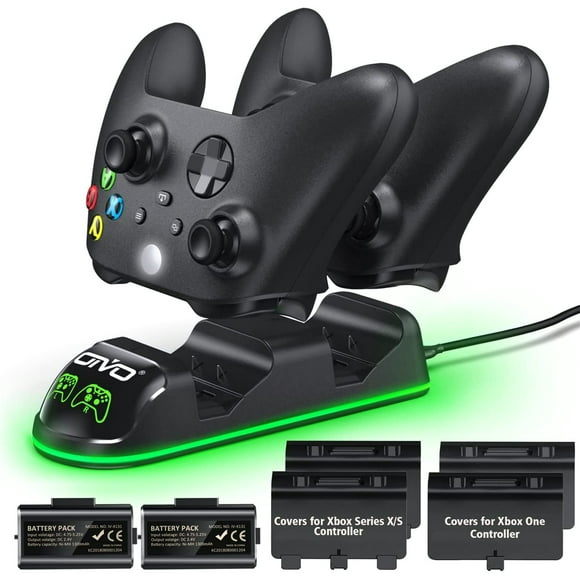 OIVO Xbox Controller Charger Station with 2 x 1300mAh Rechargeable Battery Pack for Xbox Series X/S/One/Elite/Core Controller, Black