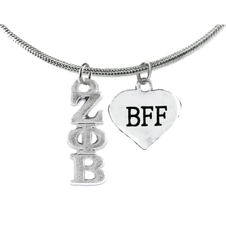 Zeta Phi Beta, Best Friends Forever Heart, adjustable Snake Chain Necklace