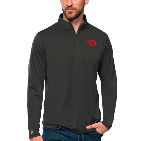 Men's Antigua Charcoal Dayton Flyers Tribute Quarter-Zip Top