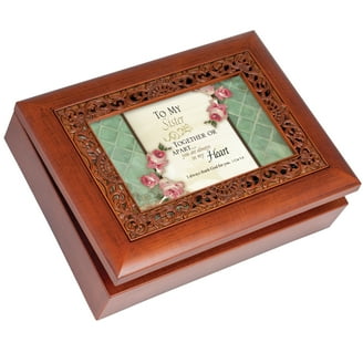 Cottage Garden Dear Aunt Woodgrain Rope Trim Music Box Plays Light Up My Life