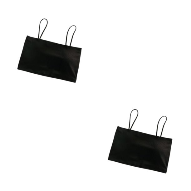 Minnieouse Top de tubo de seda helada para verano, Tops cortos sin mangas, ropa interior sin costuras, Bralette de moda, lencería Sexy, sujetador Negro 2piezas