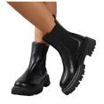 thumbnail image 3 of YOUSNH Bottes Courtes en Cuir à Talon Épais Style Anglais pour Femmes Automne et Hiver Noir 8, 3 of 7