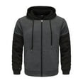 thumbnail image 1 of pstuiky camisas de manga larga para hombre, Chaqueta con capucha y cremallera para hombre, con bloques de color y manga larga de terciopelo. Tops casuales para hombres xl, 1 of 5