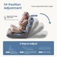 thumbnail image 3 of Blorly 4-Position Adjustable Floor Chair, Folding Lazy Sofa Recliner, Cozy Bouclé Teddy Fabric Floor Lounger with Back Support for Bedroom, Living Room, Meditation, Reading, Grey, 3 of 7