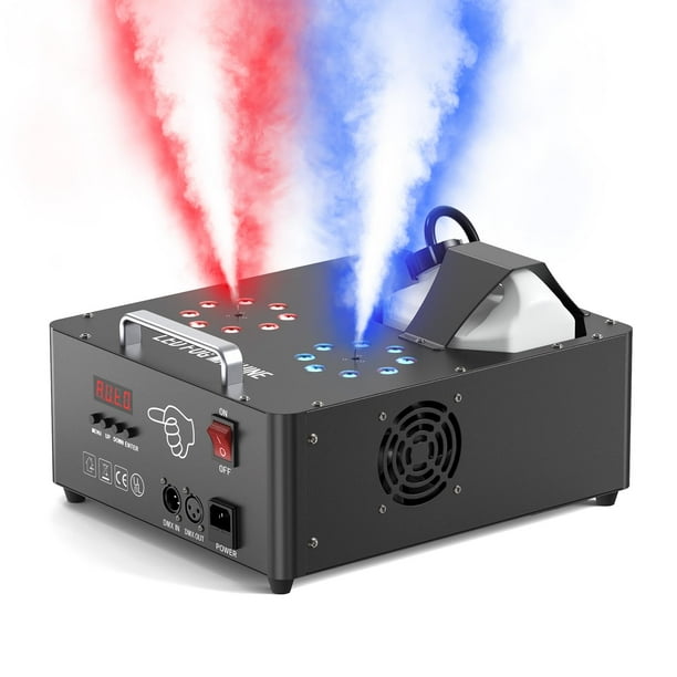 Boquilla doble Fog Machine Warmdance de 2000 W con 16 LED RGB de 2,5 L