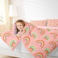 thumbnail image 4 of jejeloiu Boho Rainbow Queen Comforter Set,Cute Kawaii Rainbows Bedding Comforter Set For Girls Teens Reversible 3 Pieces, 4 of 8