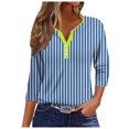 thumbnail image 1 of GYUJNB 3/4 Length Sleeve Womens Tops Button Down Summer Henley Neck T Shirts Plus Size Blouses, 1 of 5