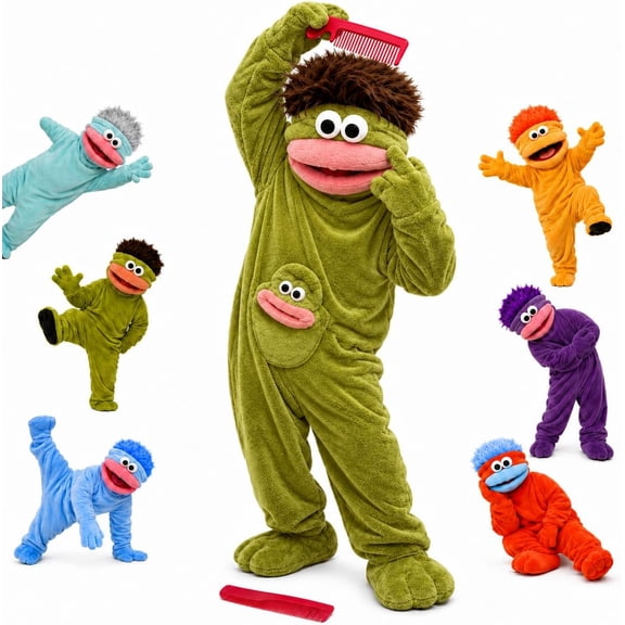 Funny Big Mouth Monster Onesie Silly Monster Onesie with Comb Plush Pajamas Home Loungewear (No Shoes Included)