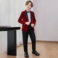 thumbnail image 5 of LIJCC Toddler Boy Velvet Formal Suit Clothes Gentleman Wedding Dress Outfit Long Sleeve Dress Shirt Jacket 5 PCS Set(Red,6-7 Years), 5 of 9