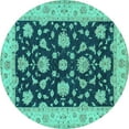 thumbnail image 1 of Ahgly Company Indoor Round Persian Turquoise Blue Traditional Area Rugs, 4' Round, 1 of 4