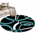 thumbnail image 2 of Round Area Rugs Collection 4 Ft, Turquoise Geometric Non-Slip Residential Carpet, Modern Abstract Aesthetic Striped Art Indoor Crawling Mats Runner Rugs for Living Room/Dining Room/Bedroom, 2 of 8