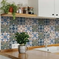 thumbnail image 5 of Mi Alma Peel & Stick Tiles - Blue Yellow Vintage Vinyl Backsplash 12x12, 5 of 13