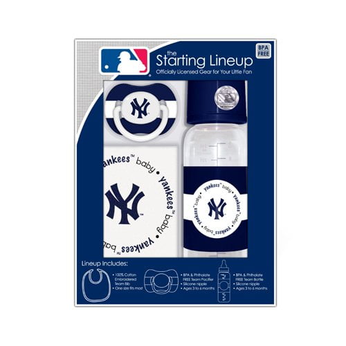 MLB Ba Fanatic Bib, Bottle & Pacifier Gift Set New York Yankees by