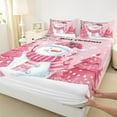 thumbnail image 3 of Manfei Girls Kawaii Snowman Queen Sheet Set (4-Piece) - Pink Xmas Tree Ultra Soft Merry Christmas Home Decor, 3 of 7