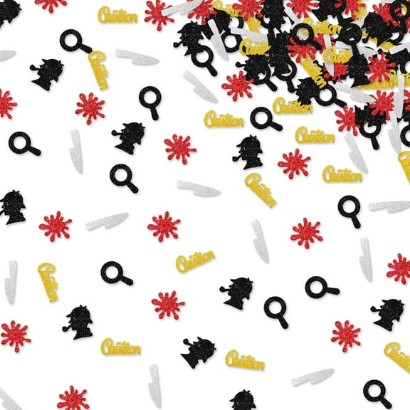 120Pcs Murder Mystery Confetti, Crime Scene Table Confetti, Bloody Knife Paper Scatter, Black Glitter Evidence Party Table Scatter, Murder Mystery Dinner Party Decoration