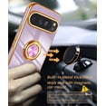 thumbnail image 6 of KOMI for Google Pixel 9 Case,Pixel 9 Pro Case with 2X Screen Protector, 360° Rotatable Ring Holder Magnetic Kickstand,Plated Gold Edge Slim Soft TPU Protective Cover for Google 9 (Purple), 6 of 7