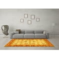thumbnail image 3 of Ahgly Company Machine Washable Indoor Round Oriental Yellow Traditional Area Rugs, 4' Round, 3 of 4