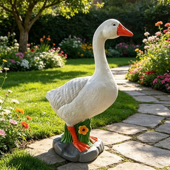 Porch Goose Statue Large Resin Realistic Lawn Ornament Garden Decor Front Yard Backyard Outdoor Durable Art for Patio Decorations