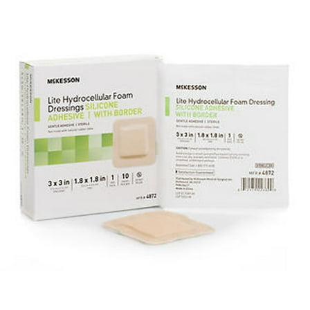 McKesson Lite Hydrocellular Silicone Foam Adhesive Dressing 3x3 inch - 10 each