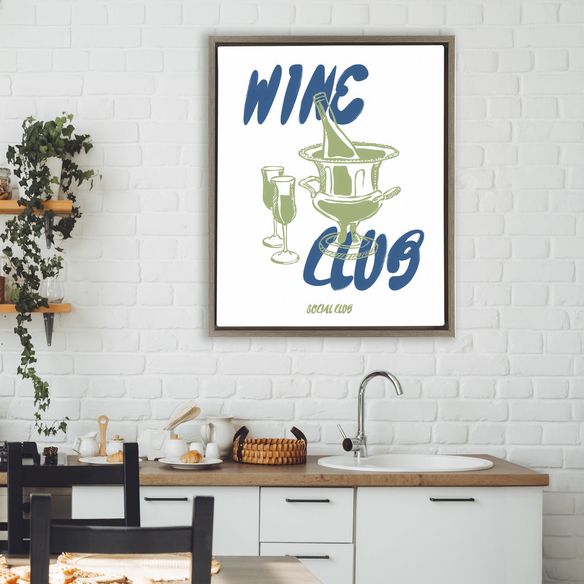 Stupell Industries Wine Club Social Evening Toast Brown Framed Floater Canvas Wall Art, design by The Prints Vibe