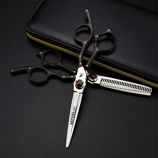 Juego de tijeras de barbero profesionales de 6 pulgadas, de acero inoxidable japonés, para cortar y entresacar el cabello.