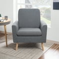 thumbnail image 3 of Naomi Home Frida Mid-Century Modern Accent Chair, Gray Teddy Fleece Upholstered Armchair with Oak Legs, 28.74"D x 30.31"W x 35.04"H, 3 of 10