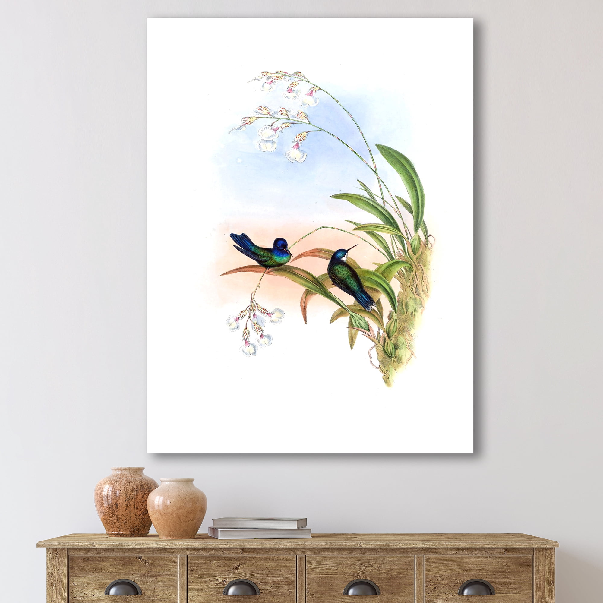 Designart ' Ancient Hummingbird III ' Traditional Canvas Wall Art Print
