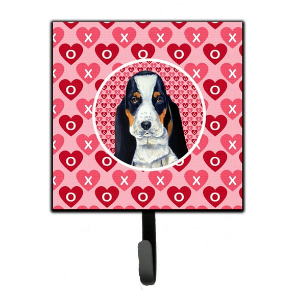 Carolines Treasures LH9149SH4 Basset Hound Hearts Love and Valentines Day Portrait Leash or Key Holder Single Hook