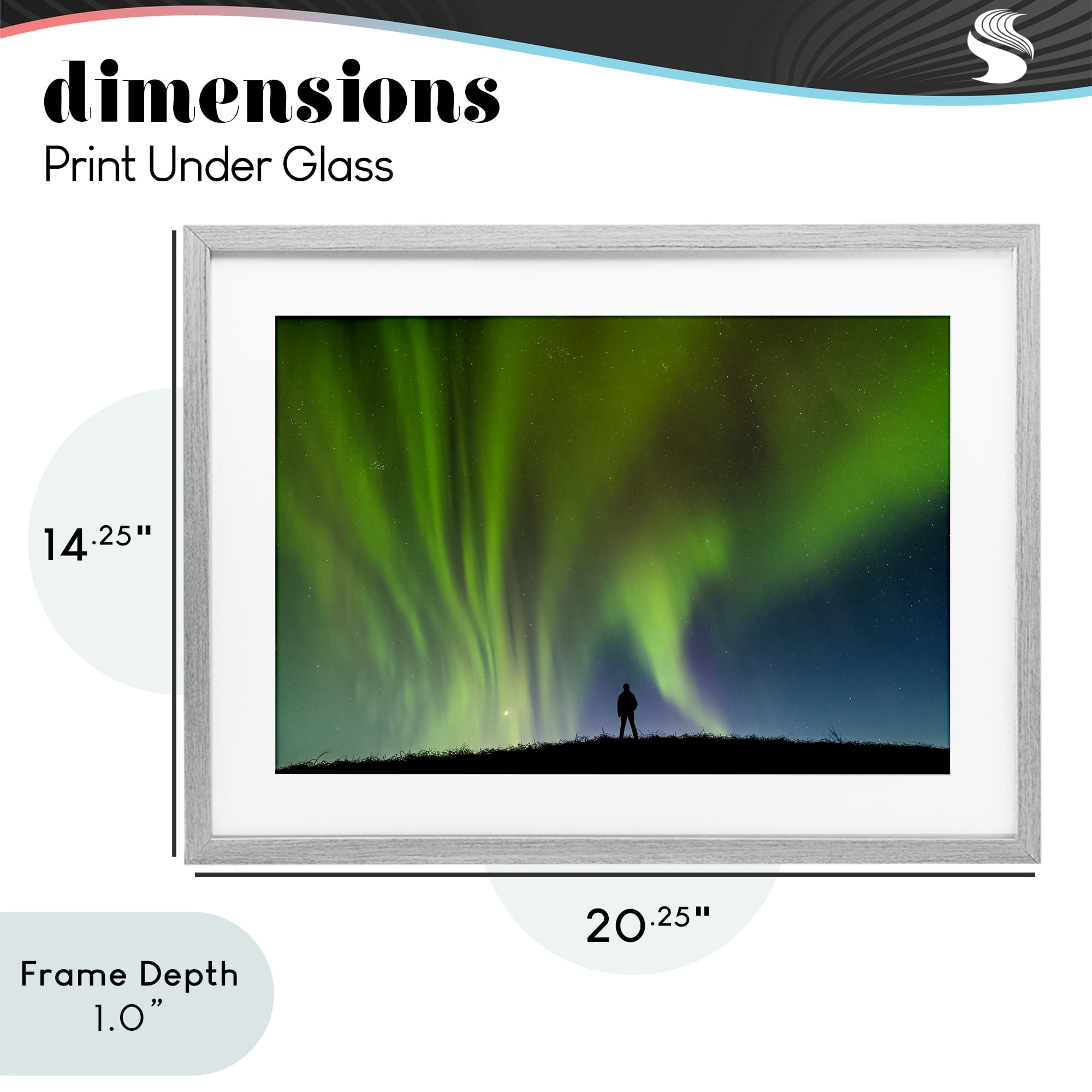 Stupell Industries Envelop Northern Lights Silhouette Gray Framed Print Under Glass, design by Shelley Carlisle