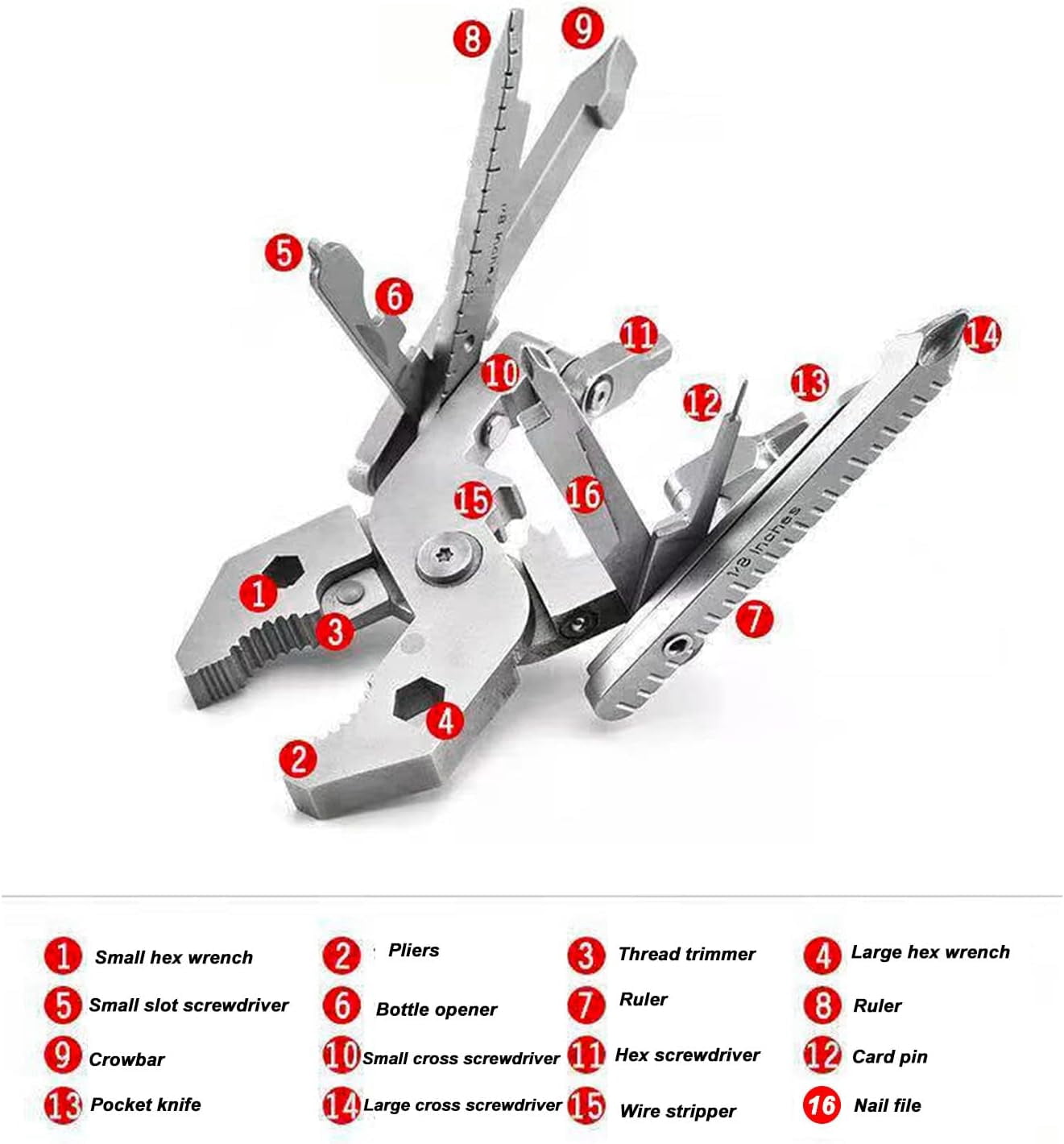 ABPETE Micro Pocket Multitool Cast Steel Pliers, Screwdriver Card Needle Wire Stripper Wrench Portable Folding Tool for Dad