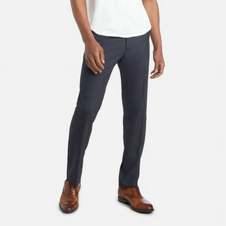 Kenneth Cole Mens Slim fit Dress Pants 34 / 34 Navy Blue Solid Stretch