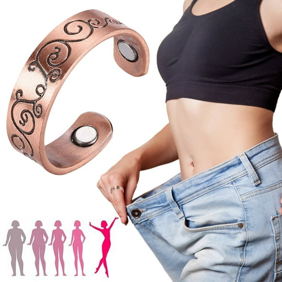 Anillo magnético de cobre antiguo puro con energía magnética, pulsera creativa personalizada con anillo abierto magnético.